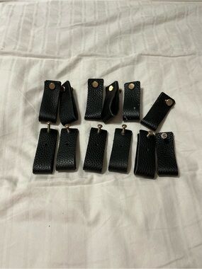 IKEA Brown Leather Drawer Loop Pulls with Metal Screw and Grommet Accents